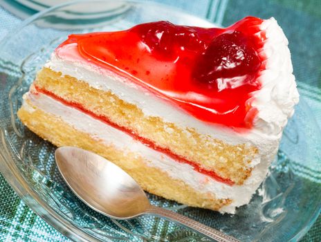 Strawberry Cream Cake Representing Restaurant Yummy And Gateaux