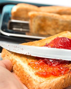 Jam On Toast Indicating Toasted Bread And Berry