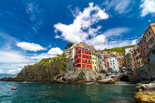 Beautiful view of Riomaggiore, Cinque Terre national park, Liguria, Italy