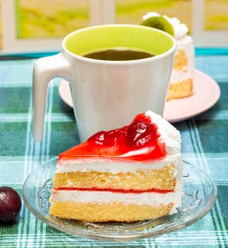 Coffee And Cake Indicating Cafeteria Delicious And Snacks