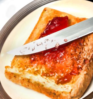 Jam On Toast Indicating Fruits Preserves And Sweet