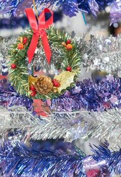 Christmas Berries garland and tinsel for the holiday background