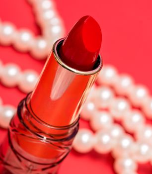 Red Lipstick Indicating Beauty Products And Make-Ups