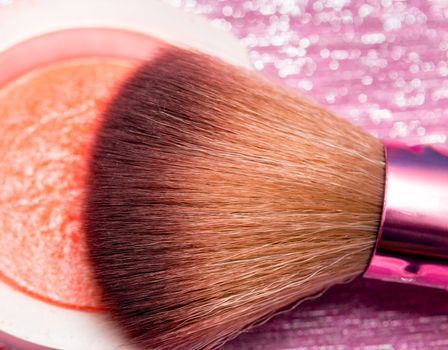 Makeup Brush Showing Beauty Products And Facial