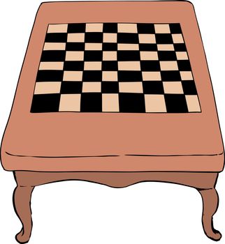 High angle view on drawing of 18th century chess table with short curved legs