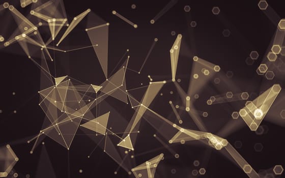 Abstract polygonal space low poly dark background with connecting dots and lines. Connection structure. 3d rendering