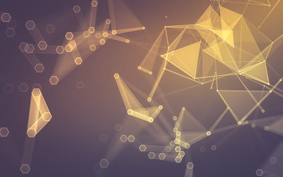 Abstract polygonal space low poly dark background with connecting dots and lines. Connection structure. 3d rendering