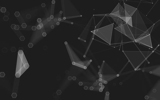 Abstract polygonal space low poly dark background with connecting dots and lines. Connection structure. 3d rendering