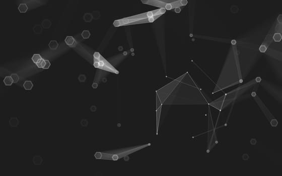 Abstract polygonal space low poly dark background with connecting dots and lines. Connection structure. 3d rendering