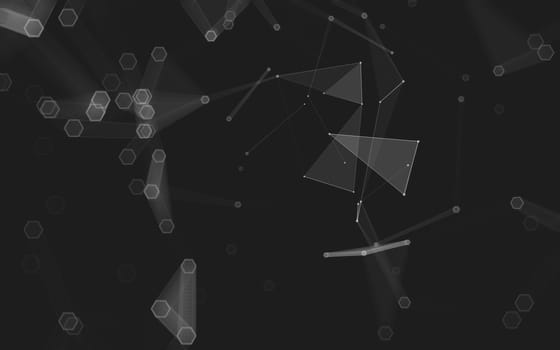 Abstract polygonal space low poly dark background with connecting dots and lines. Connection structure. 3d rendering