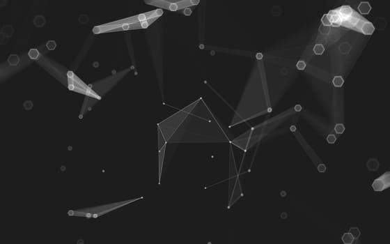 Abstract polygonal space low poly dark background with connecting dots and lines. Connection structure. 3d rendering