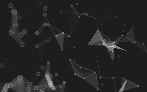 Abstract polygonal space low poly dark background with connecting dots and lines. Connection structure. 3d rendering