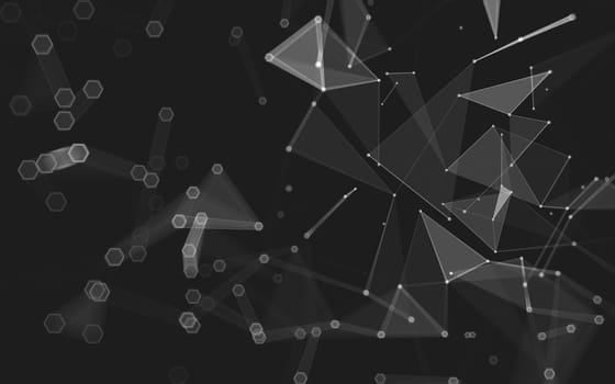 Abstract polygonal space low poly dark background with connecting dots and lines. Connection structure. 3d rendering