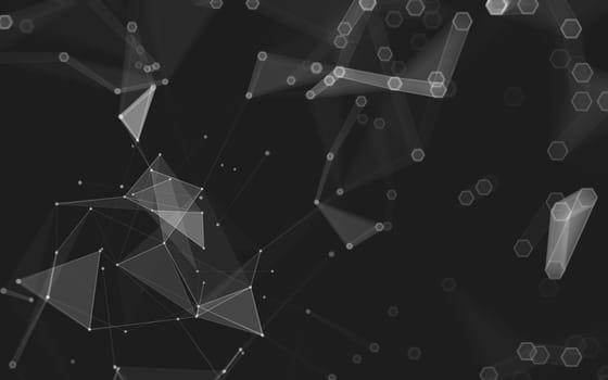 Abstract polygonal space low poly dark background with connecting dots and lines. Connection structure. 3d rendering