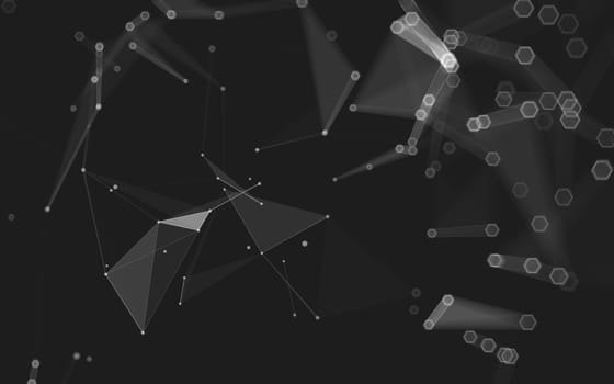 Abstract polygonal space low poly dark background with connecting dots and lines. Connection structure. 3d rendering