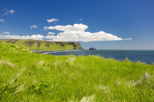 View of Suðurland beach in Iceland