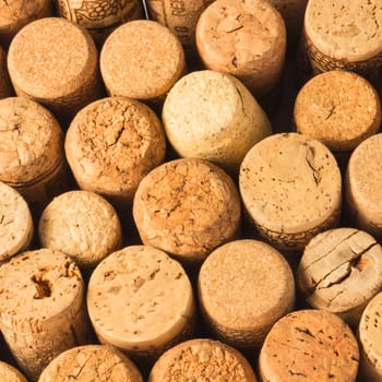 Close up of a cork wine with differente variation.