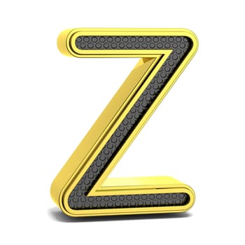 Golden and black round alphabet. Letter Z. 3D render illustration isolated on white background with soft shadow