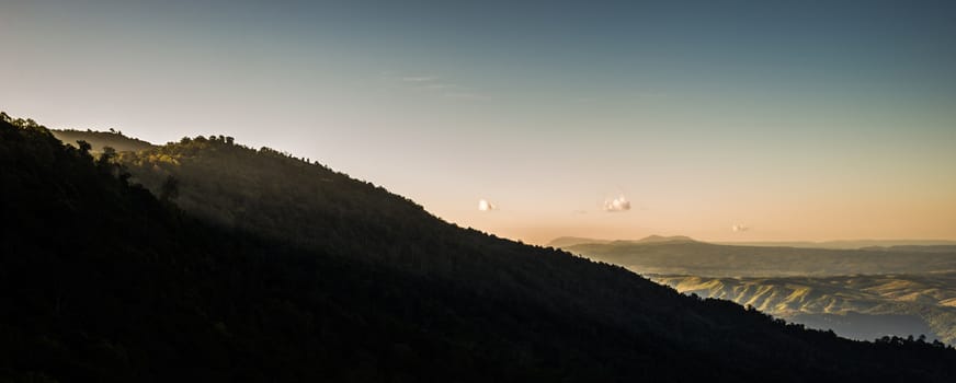 silhouette Mountain sunset in thailand