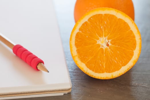 Shopping list with Healthy fruits, stock photo