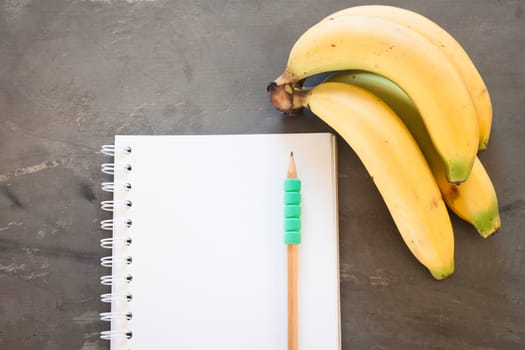 Shopping list with Healthy fruits, stock photo