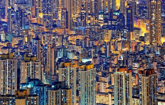 Hong Kong Public living housing apartment at night