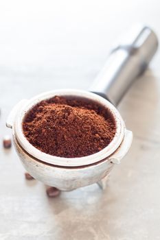 Coffee grind in group with coffee bean, stock photo