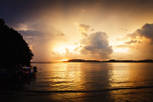 Beautiful sunset on the beach in Thailand