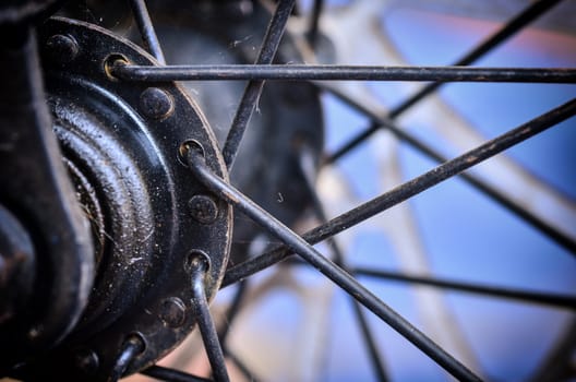 Bicycle front wheel hub in vintage light