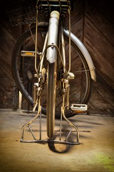 bicycle rear wheel in vintage light