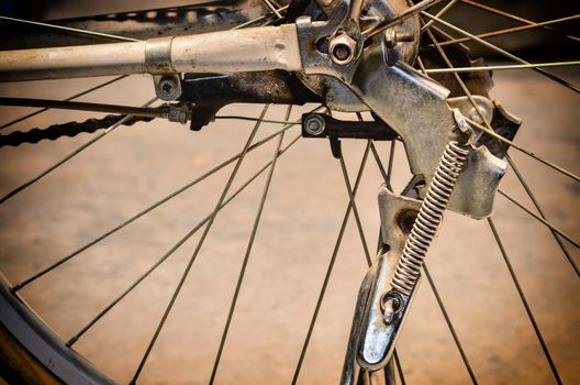bicycle rear wheel in vintage light