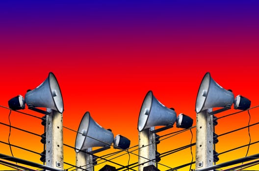 Many Horn Speaker on sun set background