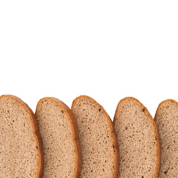 Fresh sliced rye bread isolated on white background cutout. Top view.