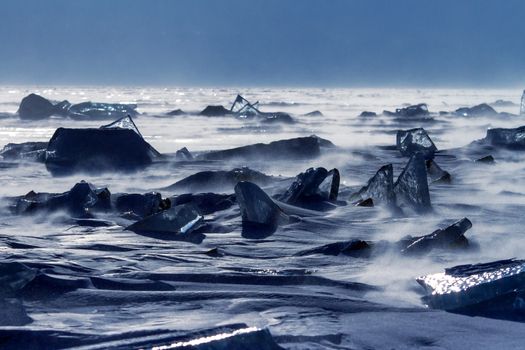 Bloks of ice on Baikal lake, March 2013