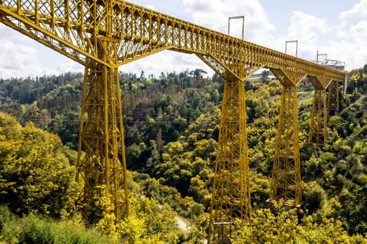 Malleco Viaduct, railway bridge in Chile mountains