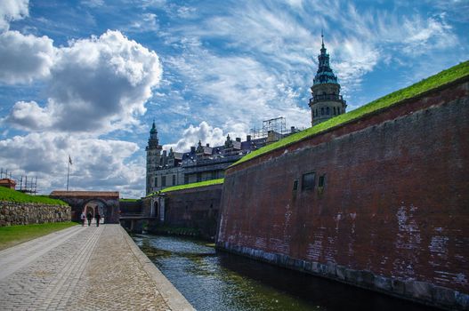 Helsingborg, Denmarkn - May 1, 2011:  Castle and fortoress of Kronborg, home of Shakespeare's Hamlet. Denmark