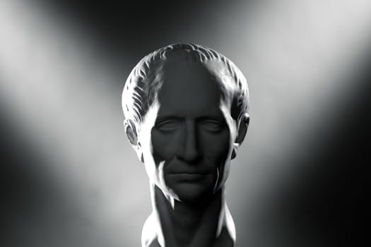 Plaster head of Caesar, hollywood light scheme