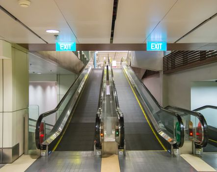 Horizontal escaltor toward way and backward way.