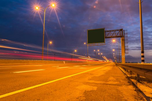 urban landscape, night lights illuminated the road