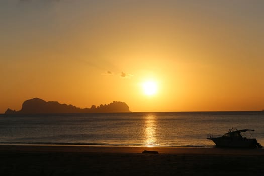 Beautiful Sunset at Koh Sukorn in Trang, Thailand