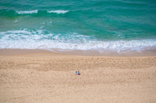 landscape blue sea and the sandy shore