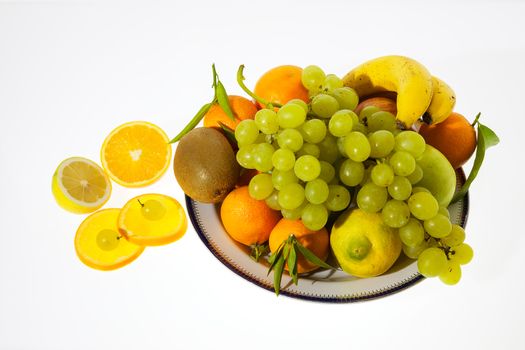 Fruits on white background