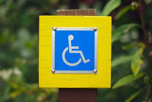 disabled blue pictogram accessibility sign for wheelchair