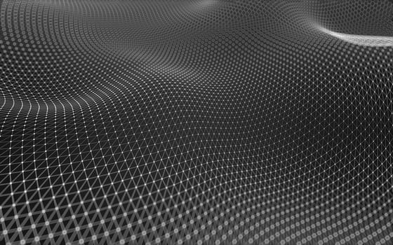 Abstract polygonal space low poly dark background with connecting dots and lines. Connection structure. 3d rendering