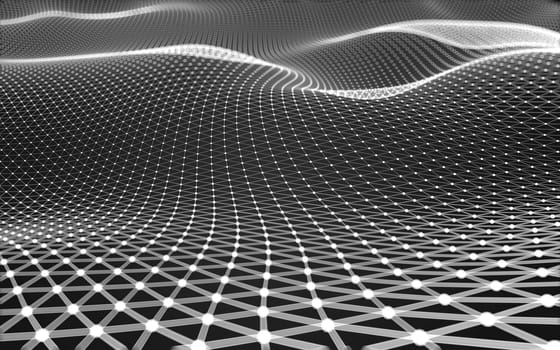 Abstract polygonal space low poly dark background with connecting dots and lines. Connection structure. 3d rendering