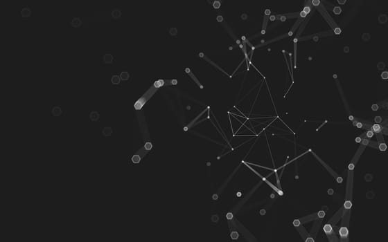 Abstract polygonal space low poly dark background with connecting dots and lines. Connection structure. 3d rendering