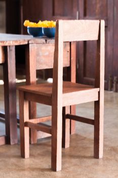 Old style wooden chair in coffee shop, stock photo