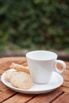 Cashew cookies with coffee cup, stock photo