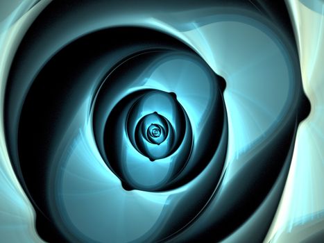 Abstract fractal flower - computer-generated image. Digital art: rose core, as though made of shiny metal. Creative technology concept or graphic design element.