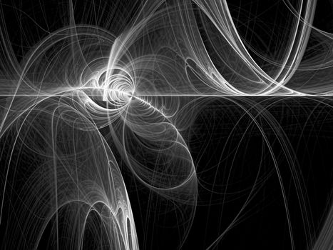 Abstract fractal background - computer-generated image. Digital art: chaos glowing curves like clouds of smoke. For web design, posters, covers